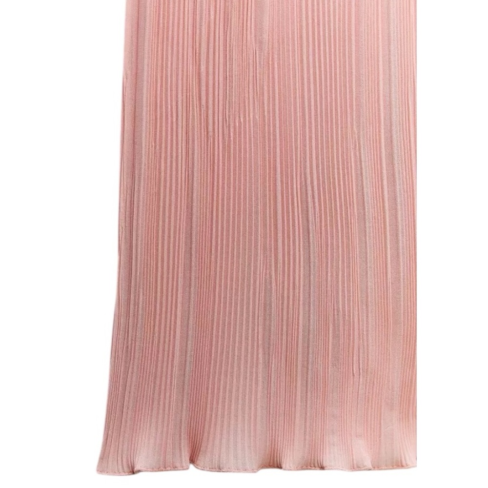 NWT Zara Blush Pink Plisse Pleated Wide Leg High Waist Pants - S - Picture 5 of 14